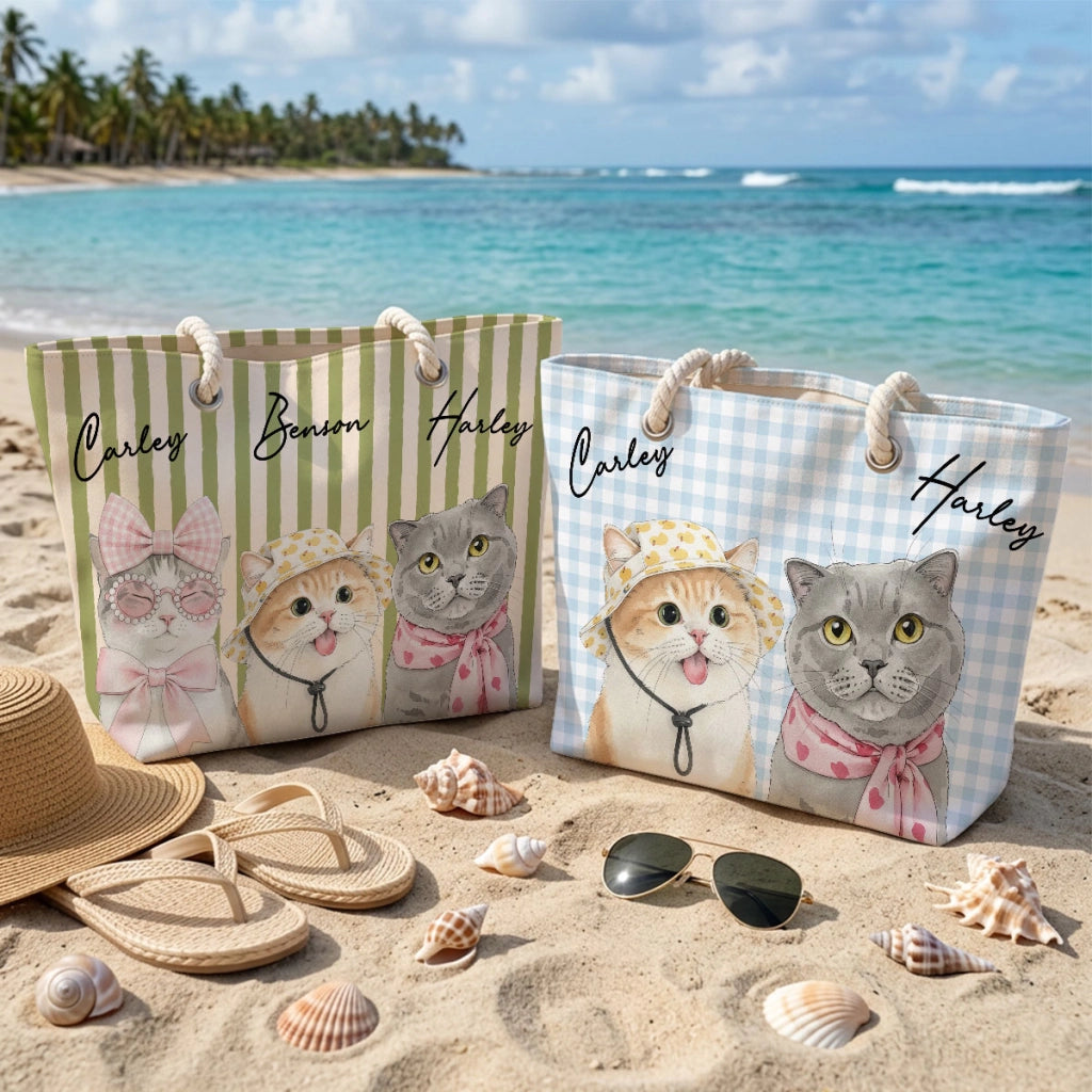 Beachside Kitties - Personalized Beach Bag - Summer Gift For Cat Lovers 34689b0d-32b6-4f61-9725-926bb264e639-5.webp
