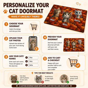 Pumpkin Patch Cats Personalized Doormat – 1–3 Pet Photo Cartoon Portraits - Personalized Doormat 34740023-2ad5-4190-865c-6d4de85f7b49.jpg