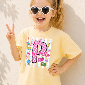 Custom Alphabet Name Letter Shirt, Coquette Bow Shirt, First Day of School Gift, Preschool Kindergarten T-Shirt, Back To School Toddler Tee 3495c215-1fb9-4d1f-a741-fddbb1813721-3.png