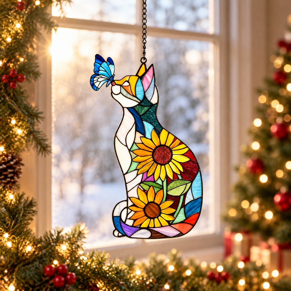Cat Sunflower Butterfly Acrylic Suncatcher, Stained Glass Style Window Hanging, Boho Indoor Window Decor, Light Catching Gift for Cat Lovers 349a24e0-2acc-4dfd-b8fa-8b2103016d11-banner-1.png