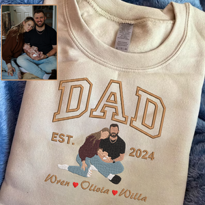 Father's Day EST Personalized Embroidered Family Photo Shirt