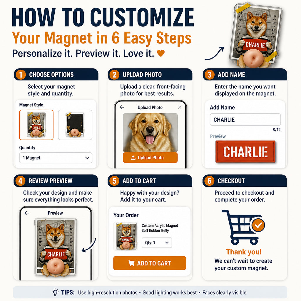 Custom Pet Mugshot Magnet – Photo + Name - Personalized Acrylic Refrigerator Magnet - Soft Rubber Belly 34ba4424-e7e9-462b-89f7-addc749167d3.jpg