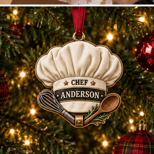 Personalized Chef Christmas Gift - Custom Name Chef Hat Toque Ornament 34c51b29-8938-45a1-b53b-0113e76c105c-chef_ornament_mockup_4_tree.png
