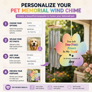 Pet Memorial Wind Chime – You Left Paw Prints In My Heart – Personalized Name & Years - Personalized Windchime 34c80443-5c3f-4337-ab39-61ffcfa44e0c.jpg