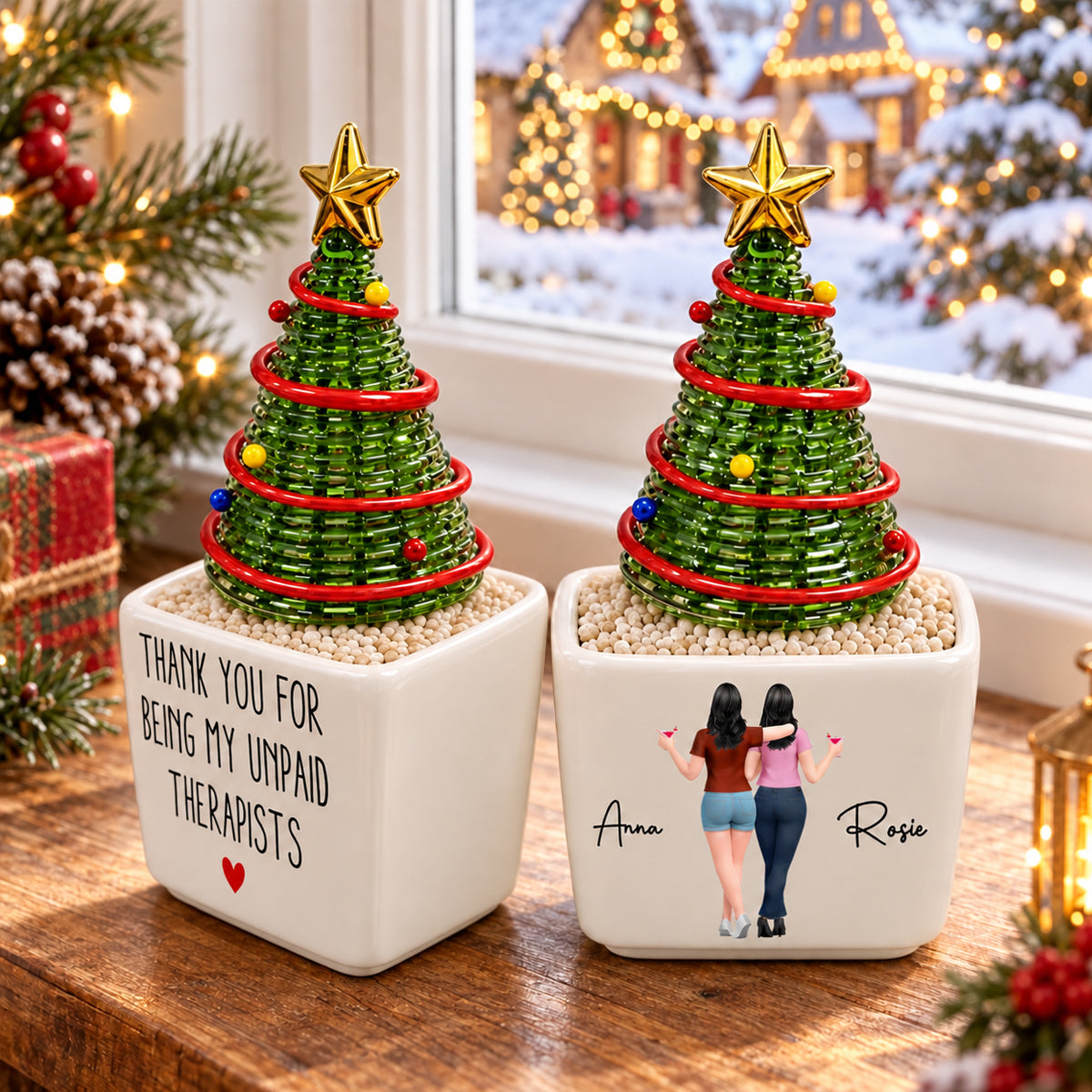 Thank You For Being My Unpaid Therapist - Personalized Potted Christmas Glass Tree - Christmas Gift For Sister, Bestie 34c9ec3c-a624-4198-9a6f-c0786422e43c-banner-1.jpg