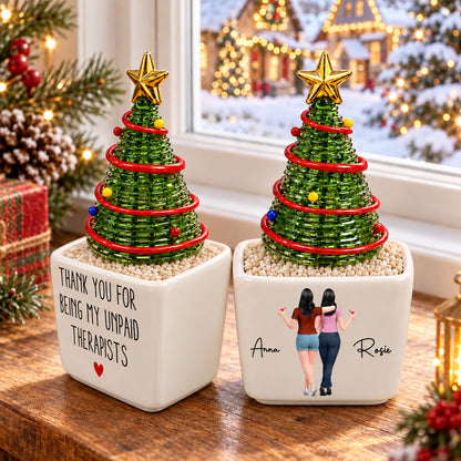 Thank You For Being My Unpaid Therapist - Personalized Potted Christmas Glass Tree - Christmas Gift For Sister, Bestie 34c9ec3c-a624-4198-9a6f-c0786422e43c-banner-1.jpg