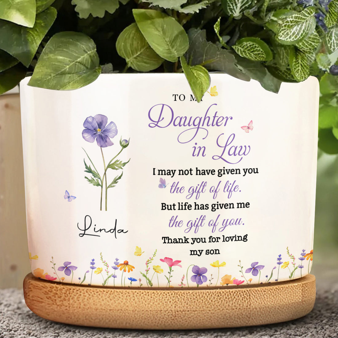 To My Daughter In Law Thank You For Loving My Son, Personalized Plant Pot, Gift For Flower Lovers 34d85db8-c6f5-4855-b3fb-6a07e0d8255d-banner-4.jpg