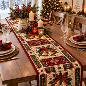 Christmas Quilt-Style Table Runner, Bells, Holly, Snowflake Holiday Decor 34df5680-96bf-4a03-ba11-b06fc79effdf-4.jpg