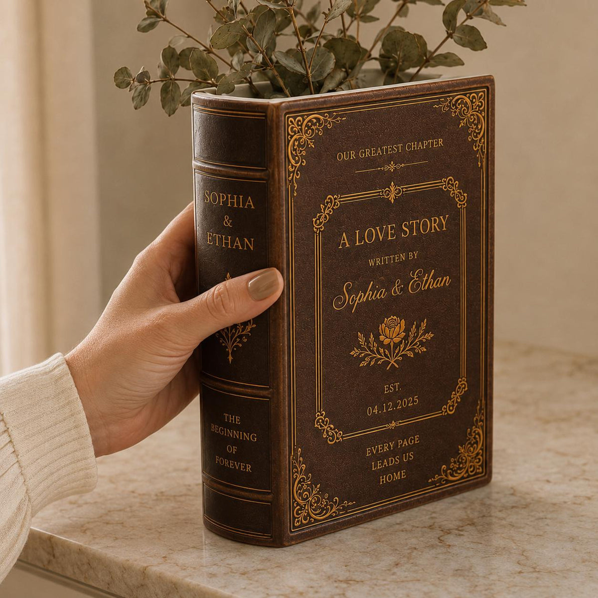 Custom Vintage Ceramic Book Vase, Personalised Wedding Gift for Couple, Bridal Shower Gift, Engagement Gifts, Wedding Gift, Bridesmaid Gift 34e818fc-9b77-4a48-8c60-7dfd75de7028-3.jpg