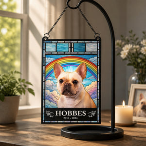 Rainbow Bridge Pet Memorial Photo Suncatcher – Upload Your Pet - Personalized Rectangle Stained Glass Suncatcher (PW) 3519783a-8c7e-4239-b419-2cb2bd76b208.jpg