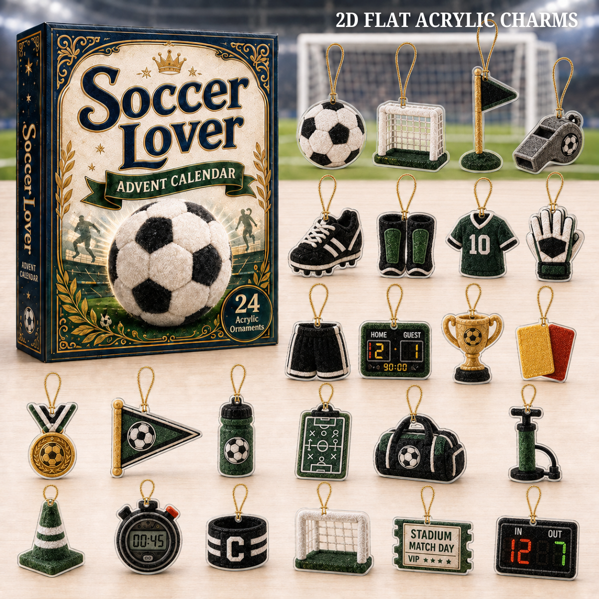 Soccer Lover Advent Calendar 2026 - 24-Day Festive Countdown, Acrylic Charms Blind Box - Gift For Sports Lovers 353553a4-7ee9-4e3e-938f-1af3119d88c9-text-soccer.png