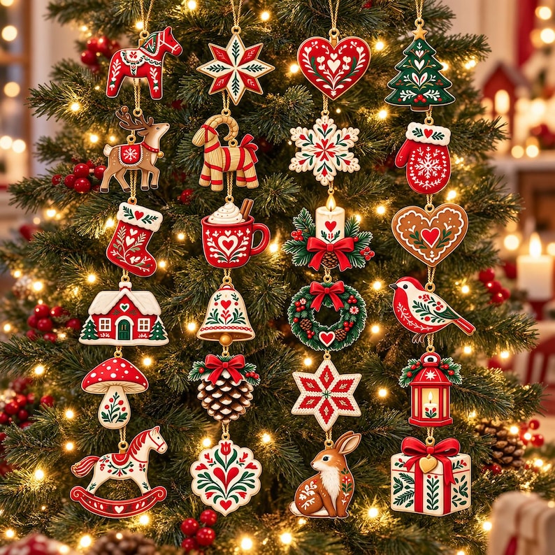 Scandinavian Christmas Advent Calendar, 24 Nordic Folk Ornaments, Swedish Holiday Decor, Dala Horse Gift, Christmas Countdown 3543db3e-2bb8-4658-987a-b1997aabaf11-fder.jpg