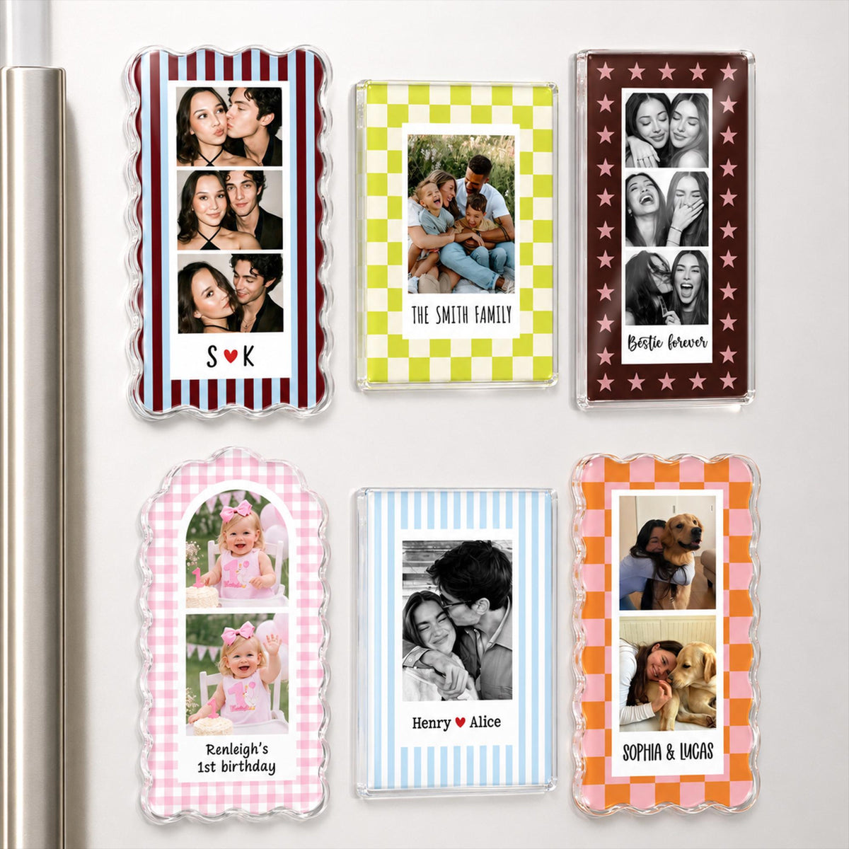 Personalized Checkered Frame Photo Magnet, Custom Family Photo Magnet, Besties Photo Manget, Couples Photo Magnet, Dog Cat Photo Magnet 354936dd-3b36-4e81-ba37-779f0758f31c-2.jpg