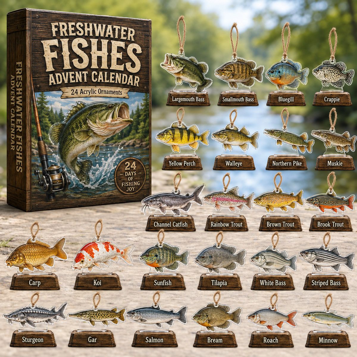 Freshwater Fishing Species Advent Calendar 2026 - 24-Day Festive Countdown, Acrylic Charms Blind Box - Gift For Fishing Lovers 35581afd-48c1-4b5b-aa3e-23cf062a3c0b-fish-box-charms.png
