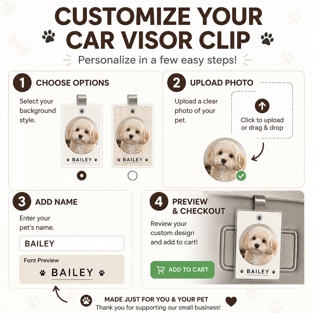 Custom Pet Photo Car Visor Clip – Name & Paw Print - Personalized Car Visor Clip 357ec8fe-f9c9-4b18-8817-0a984d2d8d27.jpg