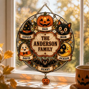Personalized Halloween Family Wreath Metal Sign - Personalized 1 Layered Suncatcher with Charm 359137c5-c6d2-4017-944e-f88a002cb2cc.png