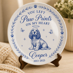 You Left Paw Prints On My Heart - Personalized Pet Memorial Ceramic Plate - Personalized Personalized Ceramic Plate 35bfc26b-4ce1-479e-bd9b-96439008ac22.jpg