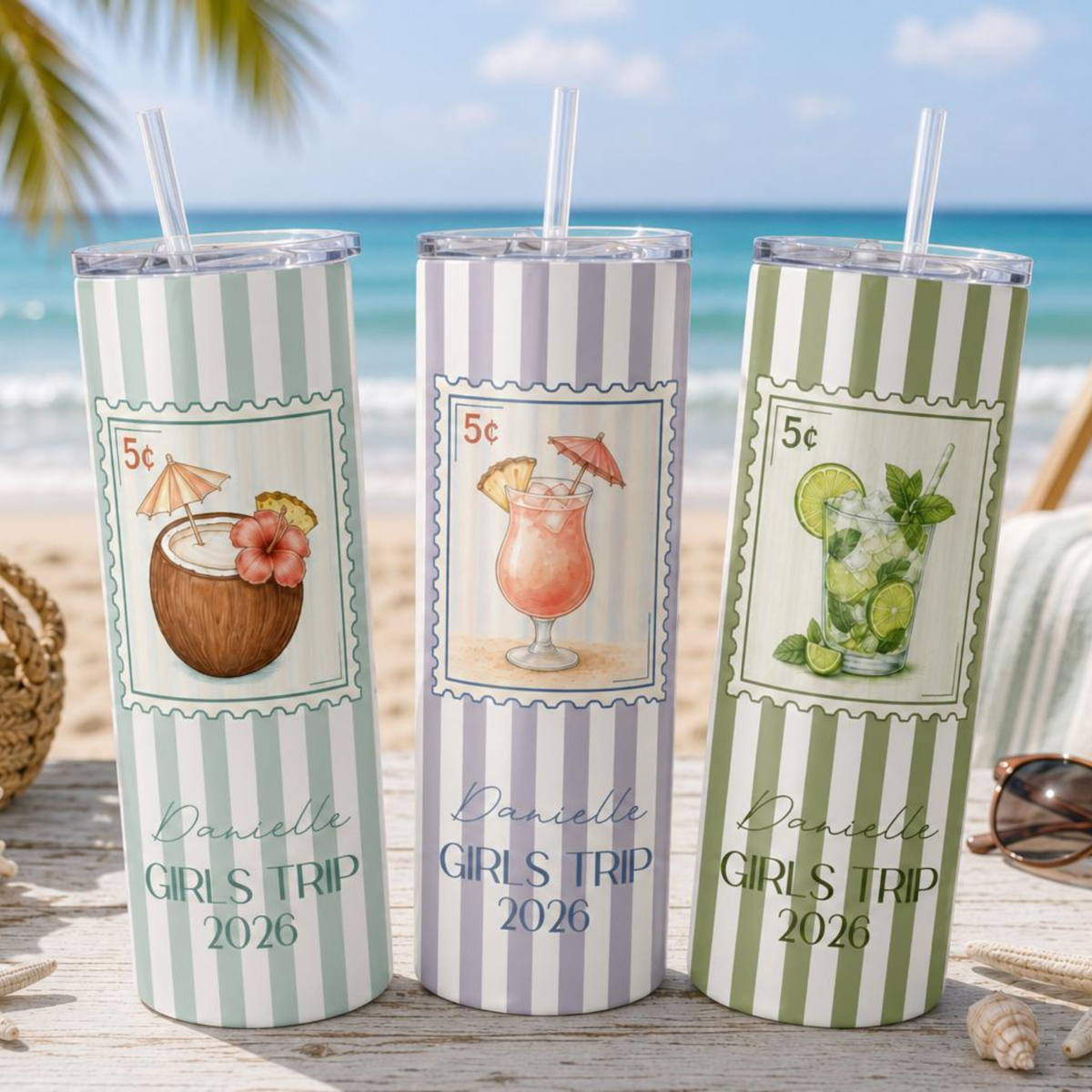 Custom Vacation Tumbler - Personalized Name - Matching Beach Vacation - Spring Break - Bachelorette Girls Trip 20oz Skinny Tumblers 35d14a96-1874-4781-b474-f29b75a608a9-2.png