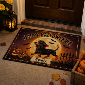 Happy Halloweenie Dachshund Doormat – Personalized Pet Name - Personalized Doormat 35ed6317-4b56-4348-b846-6285f6d3adc2.jpg