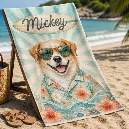 Custom Pet Name Beach Towel – Cool Sunglasses Remix - Personalized Beach Towel 35f028f4-6b4c-4cf2-ba5b-8983c91cead4.jpg
