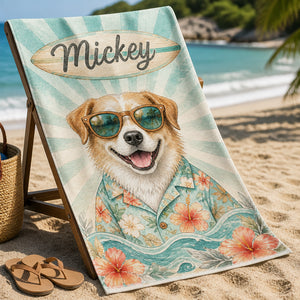 Custom Pet Name Beach Towel – Cool Sunglasses Remix - Personalized Beach Towel 35f028f4-6b4c-4cf2-ba5b-8983c91cead4.jpg