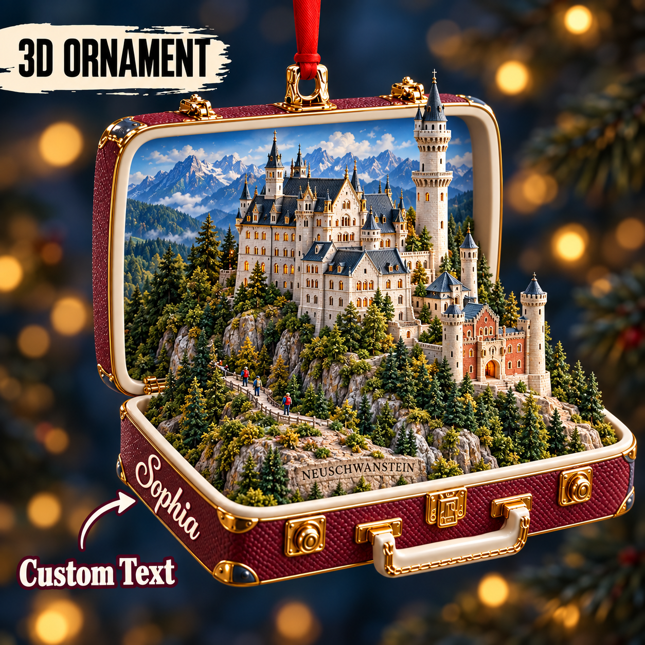 Personalized 3D Neuschwanstein Castle Suitcase Christmas Ornament – Bavaria Germany Travel Souvenir & Gift for Germany Lovers 35f5cbcb-45ee-4268-a0f0-77f395e3625a-Neuschwanstein-Castle-Suitcase-Ornament.png