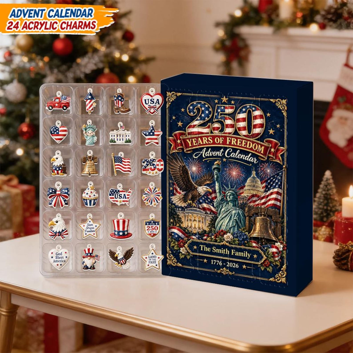 Personalized 250th Freedom Patriotic Christmas Advent Calendar, 24 Acrylic Charms America Countdown Box Gift 35fb4c9c-f583-43ac-9d7a-51c250ebe39b-il_1588xN.8519943124_8oea.jpg