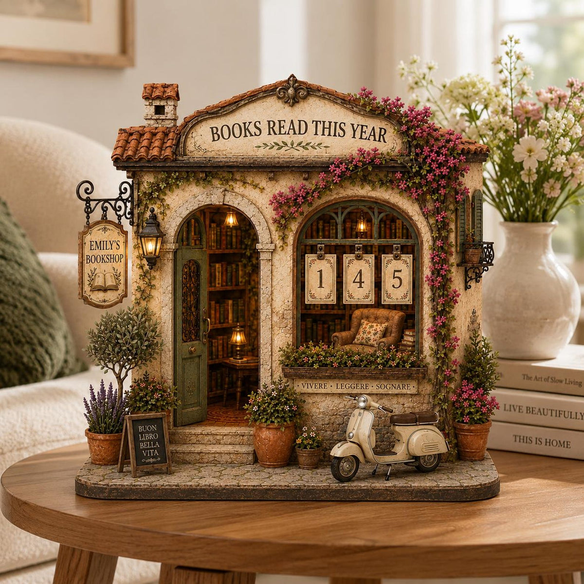Personalized Italian Book Tracker, Books Read This Year Counter, Floral Bookshop Reading Goal Sign, Wooden Library Decor, Book Lover Gift 36326f03-a59f-431f-a01c-792c28b7f186-5.jpg
