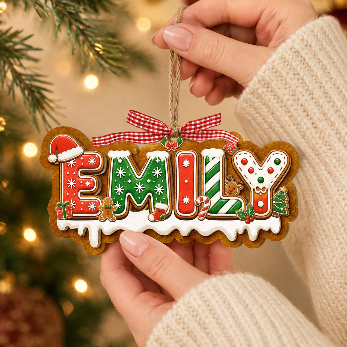 Personalized Gingerbread Christmas Letter 2-Layered Wooden Ornament: Custom Alphabet Kids Name Ornament, New Kids Gift, Christmas Tree Decor 36397072-f75c-4022-87f3-e3173abc77ae-2.jpg