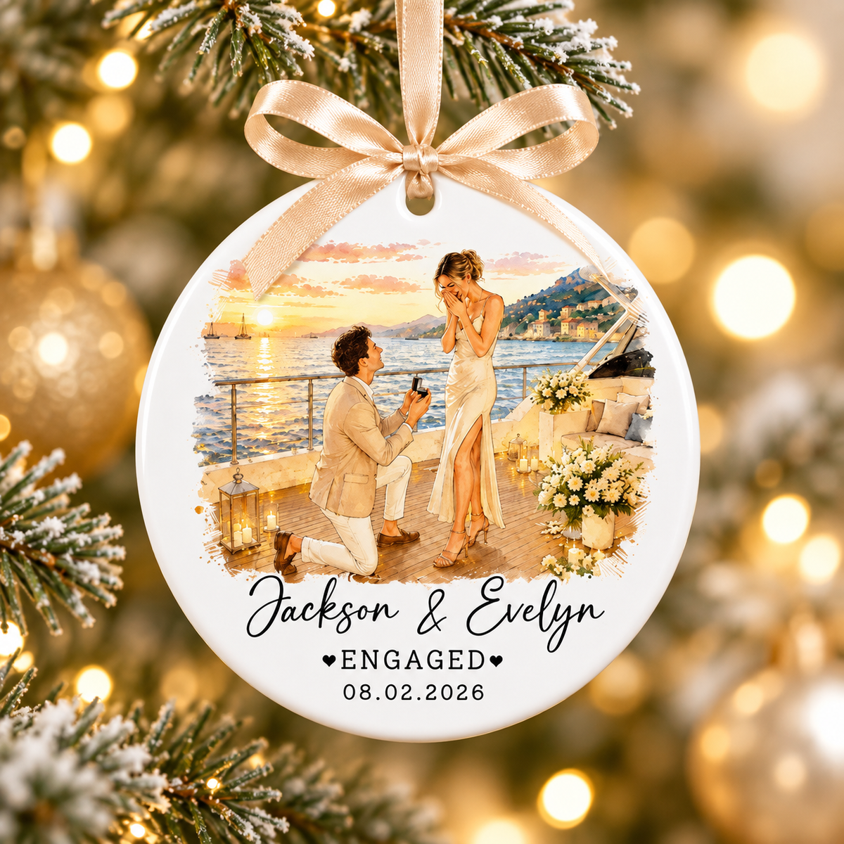 Custom Engagement Ornament, Couple Photo Engaged Ornament, Watercolor Photo Gift for Newly Engaged Couple, Engagement Gifts 363d00c2-1b3d-4676-a8cb-eada97b9eeac-b0576d57-e791-44a1-bb94-081f4c128e5d.png