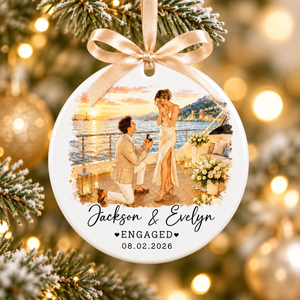 Custom Engagement Ornament, Couple Photo Engaged Ornament, Watercolor Photo Gift for Newly Engaged Couple, Engagement Gifts 363d00c2-1b3d-4676-a8cb-eada97b9eeac-b0576d57-e791-44a1-bb94-081f4c128e5d.png