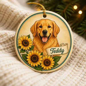 Golden Retriever Sunflower Pet Name Ornament - Personalized Ornament 3643765d-cb96-44aa-a743-3c43b8904f9c.jpg
