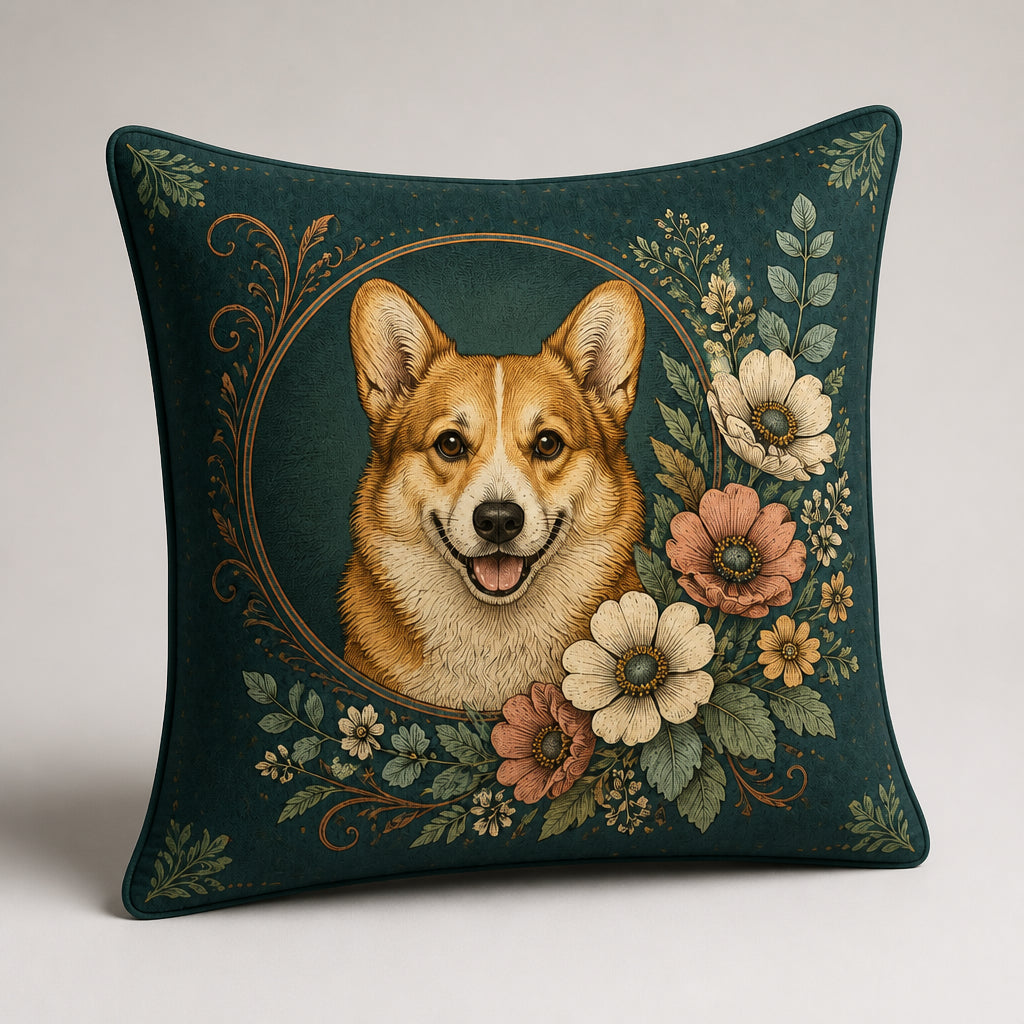 Art Nouveau Corgi Botanical Pillow - Pillow 368897c8-3680-4b8d-add1-46b8897dc4f5.jpg