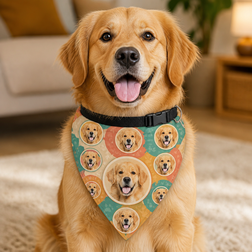 Custom Pet Face Pop-Art Medallion Bandana - Personalized Pet Bandana Collar With Adjustable Buckle 369461ae-795a-45e3-829a-3c568a943176.png