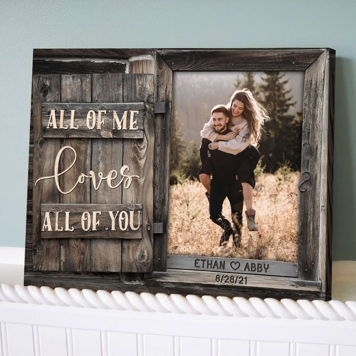 Personalized Photo Canvas with Message Window Frame, Couple Gift, Valentine's Day