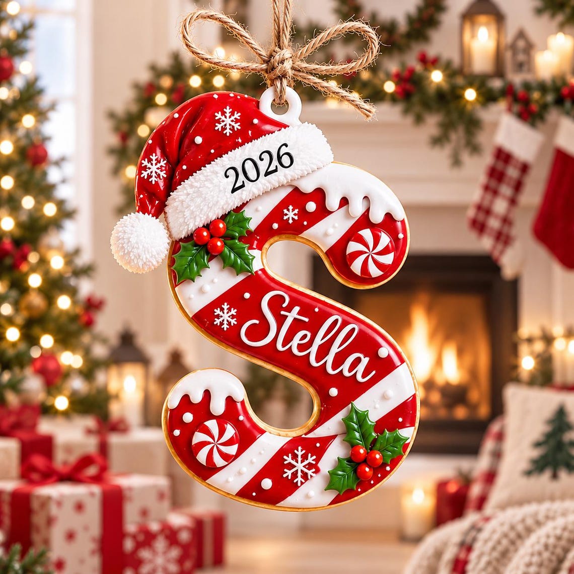 Personalized Initial Christmas Ornament 2026, Custom Name Letter Acrylic Keepsake, Candy Cane Monogram Gift, Family Christmas Tree Decor 36a00106-ba9a-4fe2-b23b-3ae1fca43671-4.jpg