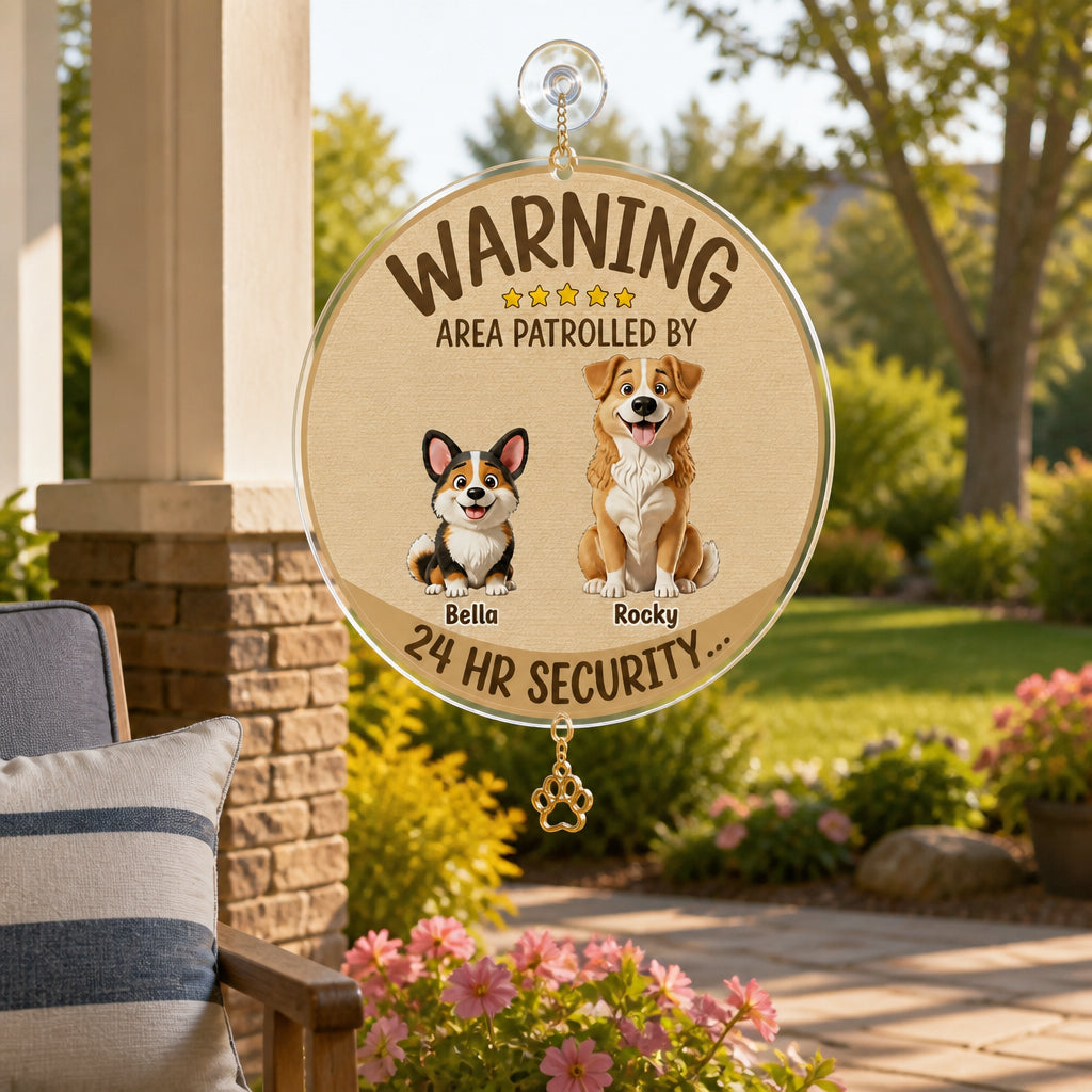 Warning: Area Patrolled By Your Dogs – 24 HR Security Personalized Cartoon Pet Garden Flag - Personalized 1 Layered Suncatcher with Charm 36a4a99b-c89a-4b5e-bb49-75f9f7a042c4.jpg
