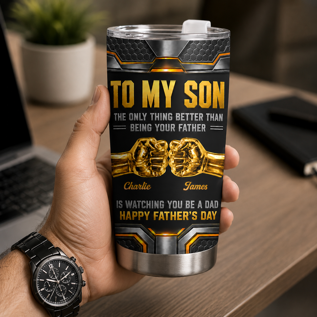 Only Thing Better Than Being Your Father Is Watching You Be A Dad Personalized Tumbler Father's Day Birthday Gifts For Son