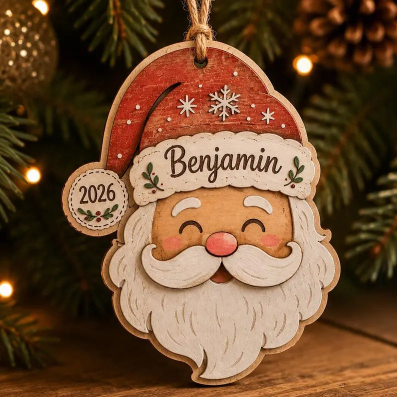 Personalized Santa Ornament, Custom Wood Christmas Decor with Child Name and Year, Kids Holiday Keepsake Gift 36e852d1-d609-4eb4-be96-767987641d03-regrt-3-.webp