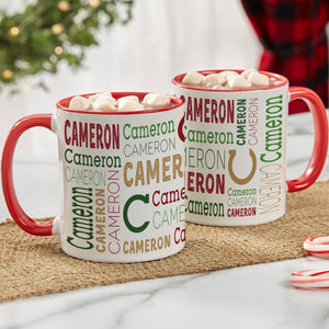 Christmas Repeating Name Personalized Coffee Mug CustomChristmas Gift
