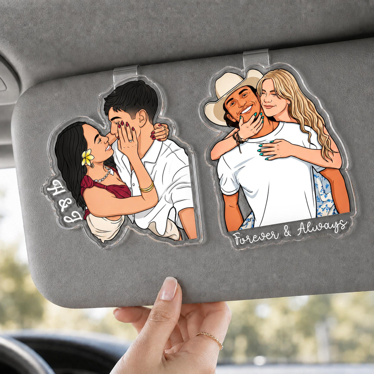 Personalized Portrait From Couples Photo Sun Visor Clip, Custom Photo Couples Car Visor Clip, Anniversary Gift For Him, Gift For Boyfriend 372b0106-9740-40b4-badf-2b914fb5d76e-11.jpg