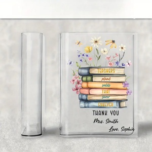 Personalized Teacher Book Vase - Teachers Plant Seeds Engraved Gift for Educators | End of Year Teacher Appreciation Present, Thank You Gift for Mentors