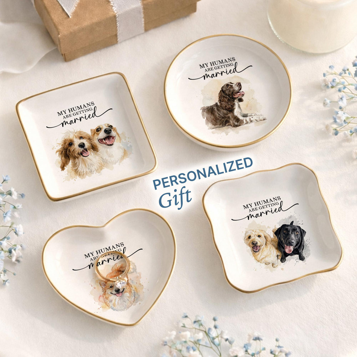 Dog Wedding Ring Dish My Humans Are Getting Married | Engagement Gift Ring Holder Ceramic Jewelry Dish Gold Rim 374fedae-2652-469e-bf4c-2d5595cd6e8f-3.jpg