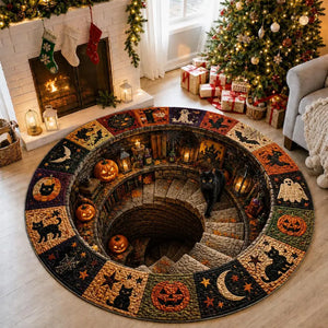 Halloween Black Cat Circle Rug, 3D Vortex Illusion Round Rug, Fall Autumn Leaves Spooky Decor, Witchy Floor Carpet Gift for Halloween 3764433c-eaa2-4ff0-8101-febb1e65ae42-gfhgfhggf-4-.webp