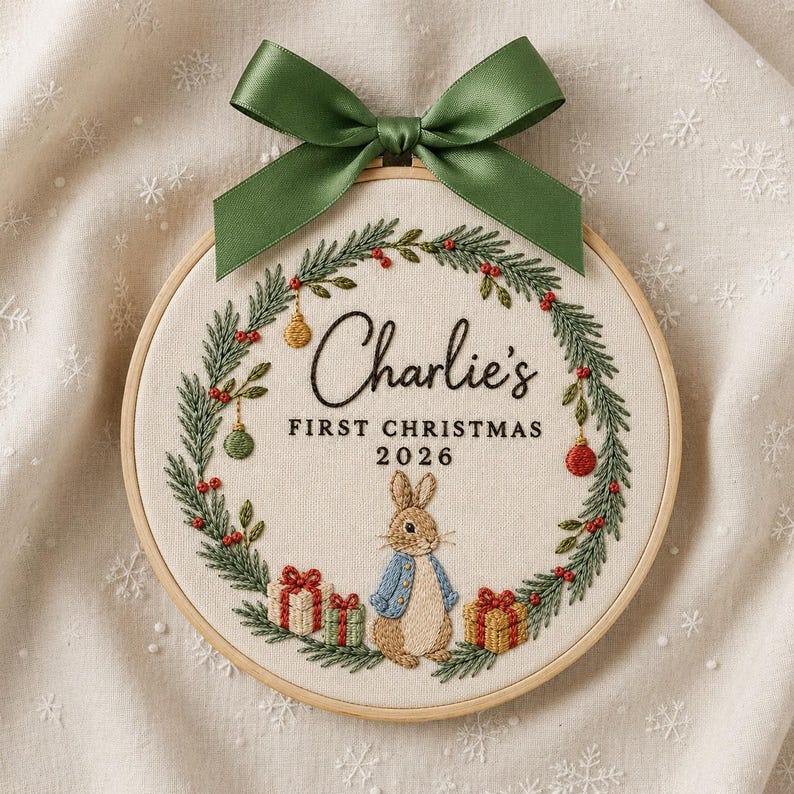 Personalized Bunny Christmas Ornament, Custom Baby First Christmas Embroidery Hoop, Baby Name Keepsake, Newborn & Baby Shower Gift 3770763b-210e-4e67-b4ea-e342a2d7fc8f-57.jpg