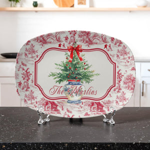 Personalized Red Toile Christmas Platter, Holiday Serving Tray, Custom Family Name, Festive Dinnerware, Chinoiserie Platter, Hostess Gift 377369d0-72a9-4fc8-8d0e-f982a86b21c0-5.jpg