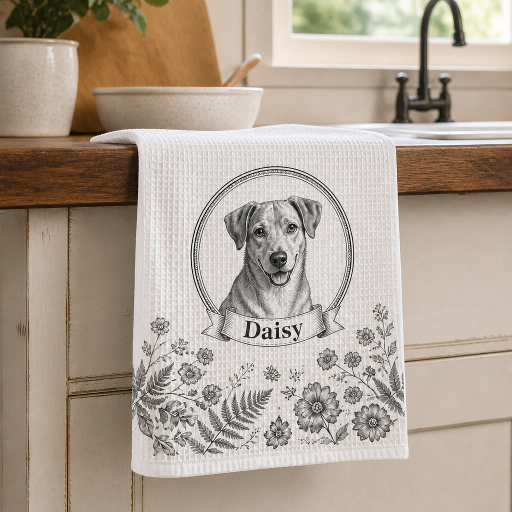Custom Pet Portrait Kitchen Towel – Vintage Botanical Cameo - Personalized Kitchen Towel 37749e98-fdf1-43eb-92e5-f9633fbdb11a.jpg