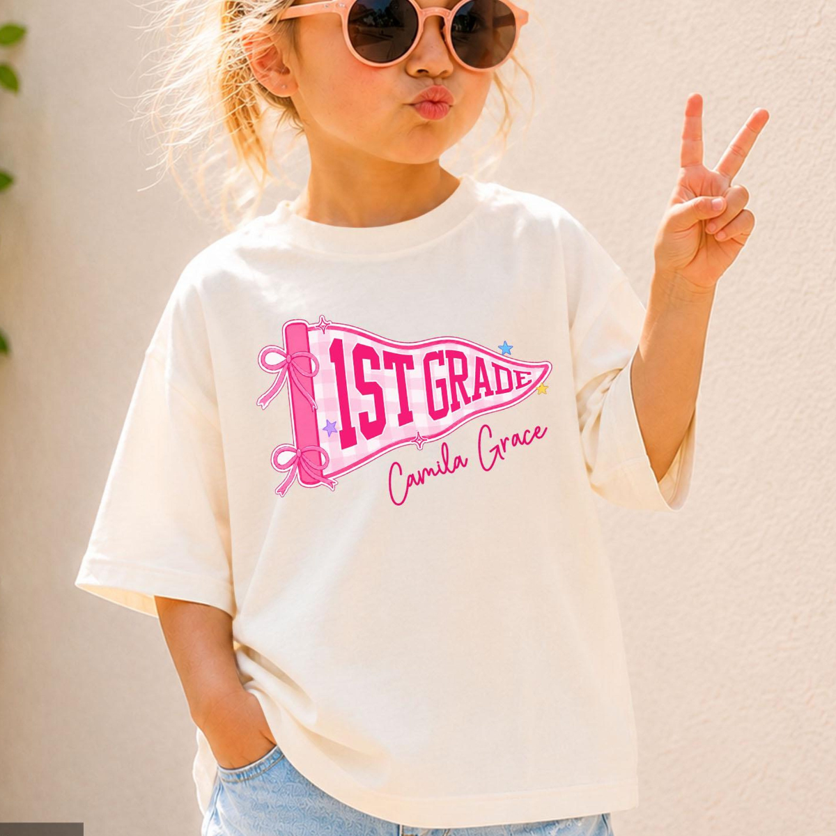 Custom Boys Girls Back to School Shirt, Coquette School Top, Cute Pre K Kindergarten Shirt, First Day Of School Pennant Tee, Kids Name Shirt 37813ac5-0d7c-4e95-82ab-c53bc5aac527-5.png