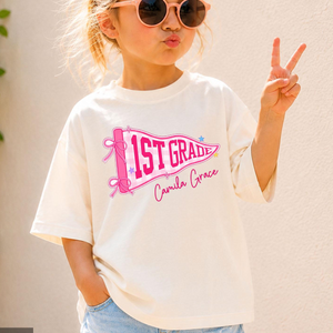 Custom Boys Girls Back to School Shirt, Coquette School Top, Cute Pre K Kindergarten Shirt, First Day Of School Pennant Tee, Kids Name Shirt 37813ac5-0d7c-4e95-82ab-c53bc5aac527-5.png