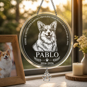 Custom Pet Memorial Stone – Engraved Portrait, Name & Years - Personalized 1 Layered Suncatcher with Charm 3795b0f4-9261-4291-aae8-56eef272d359.jpg